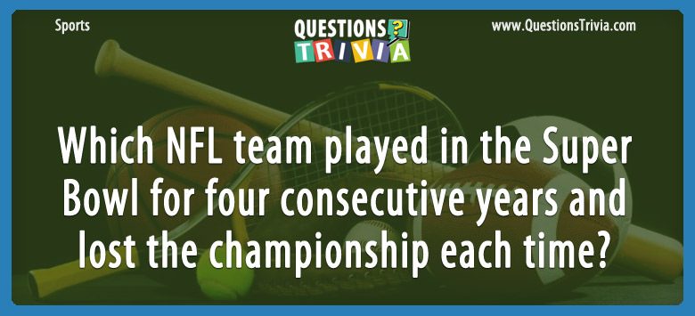 Which nfl team played in the super bowl for four consecutive years and lost the championship each time?