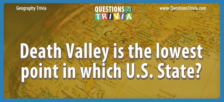 Death valley is the lowest point in which u.s. state?